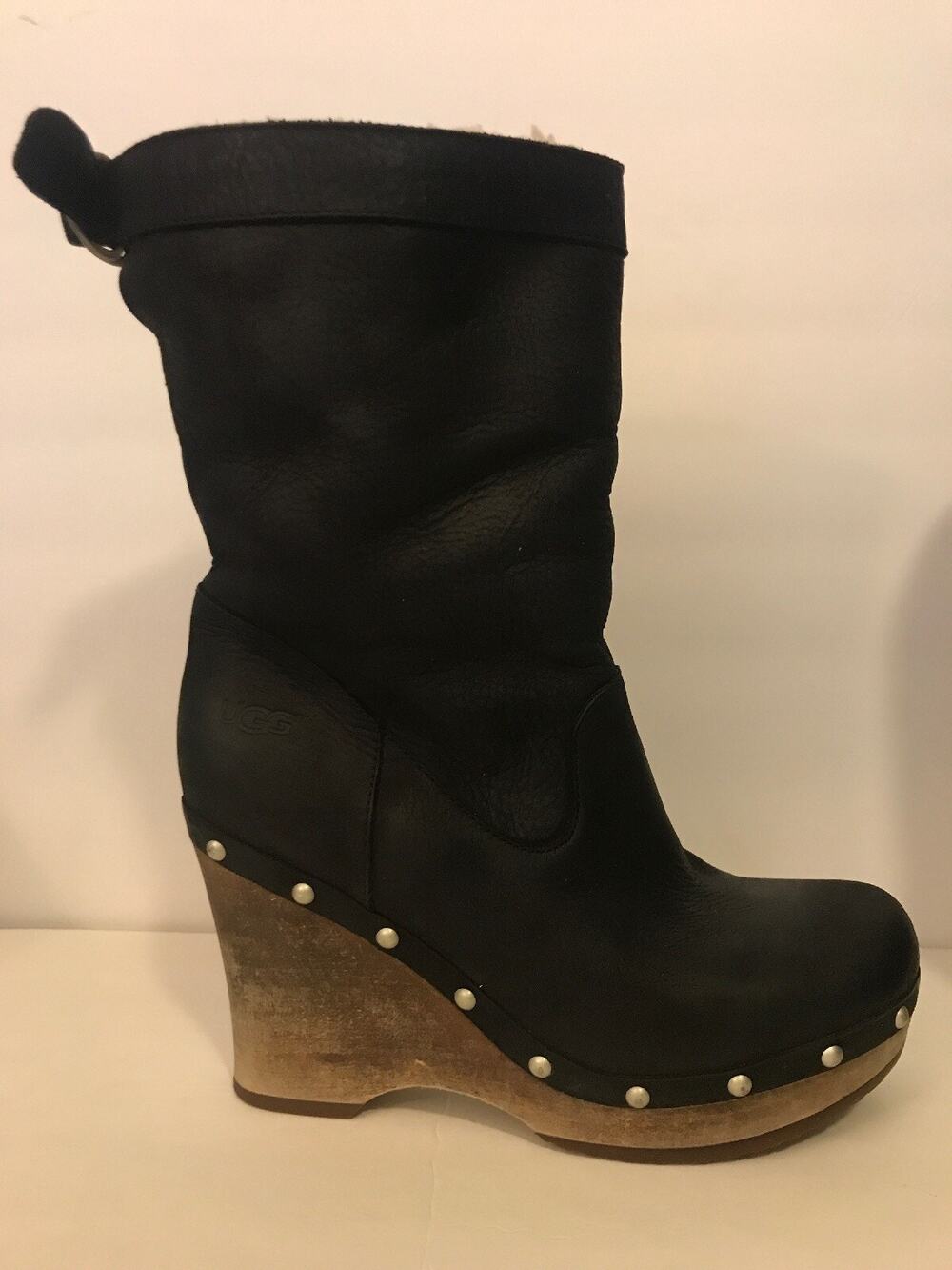 Ugg Carnegie Boots Black Suede Platform Uggs 1001317 US 8 EUR 39 JAPAN 250